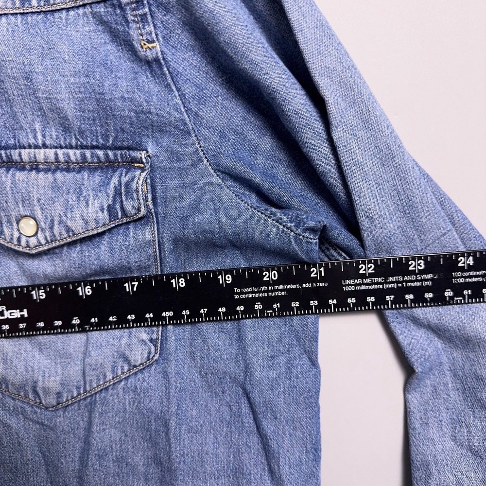 Levis Western Shirt Womens Size Large Denim Pearl Snap Blue Rodeo - Picture 6 of 10